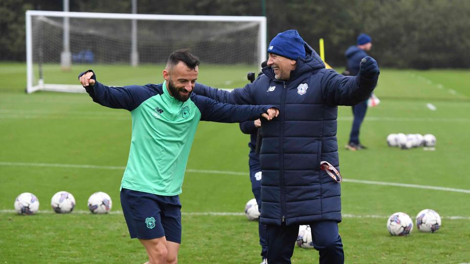 Nikolaos Karydas in Cardiff City training