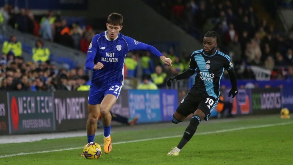 Rubin Colwill in action for Cardiff City