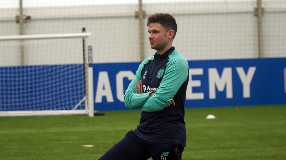 Tom Hutton in training for Cardiff City U18