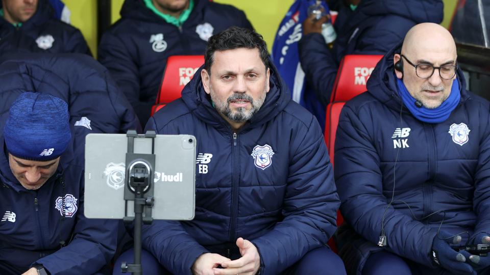 Erol Bulut in the dugout at Watford...