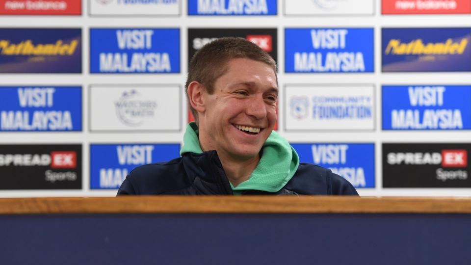 Ethan Horvath speaks to the press