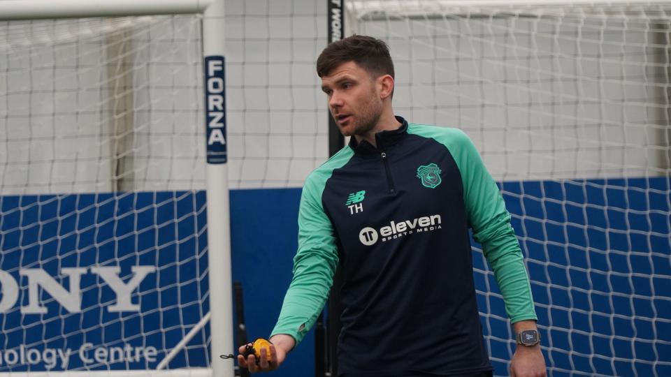 Tom Hutton in training for Cardiff City U18