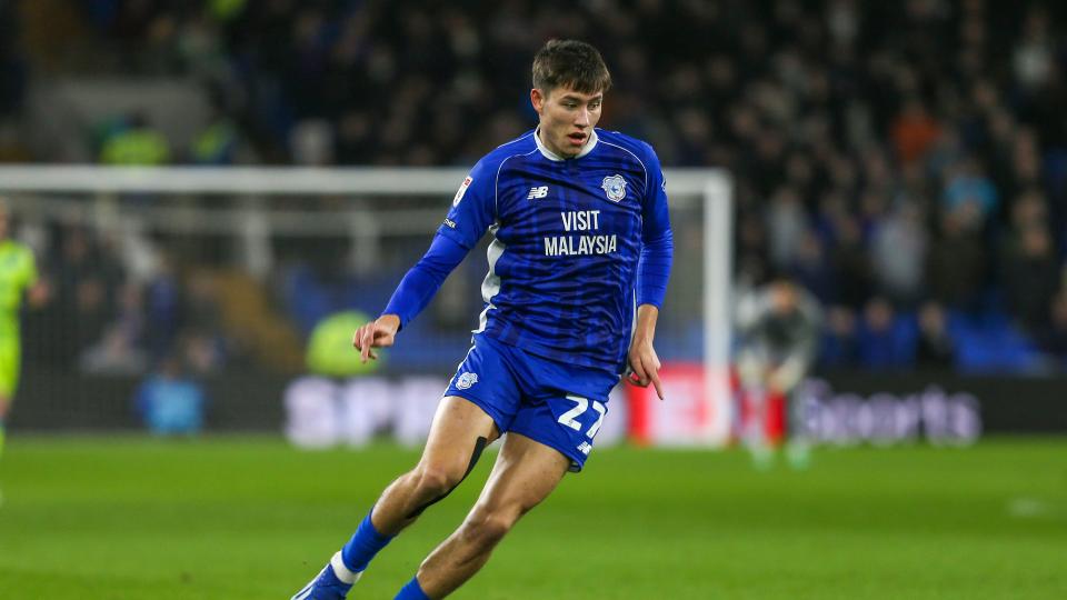 Rubin Colwill in action for Cardiff City