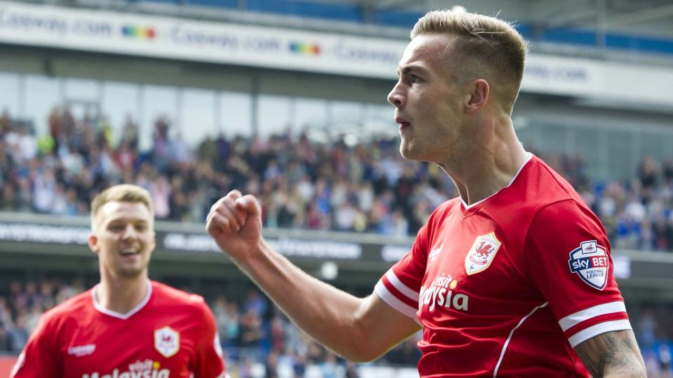 Rallsy celebrates his goal against Norwich City...