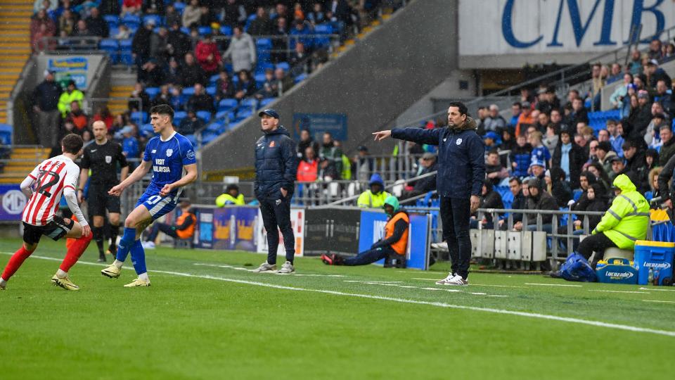 Erol Bulut on the touchline for Cardiff City