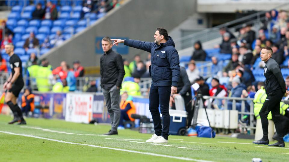Erol Bulut on the touchline for Cardiff City