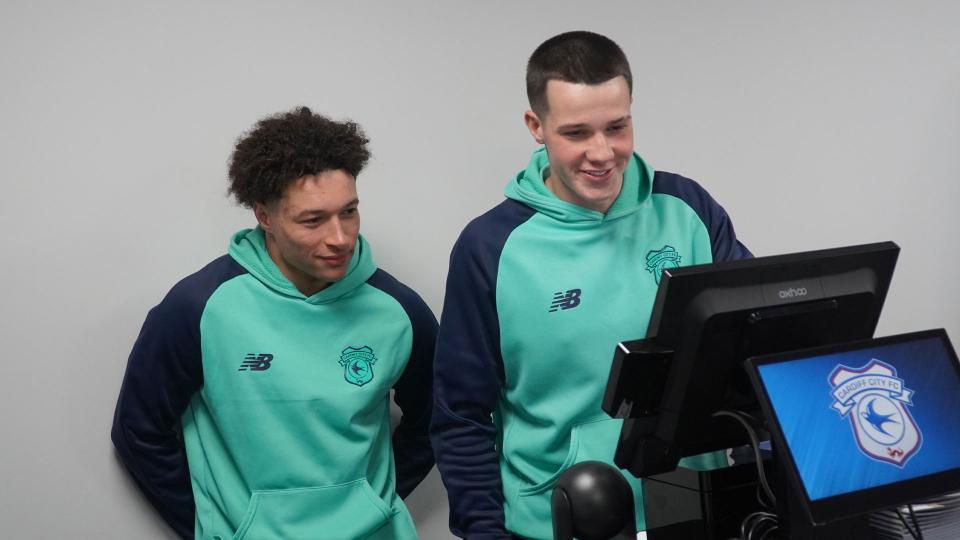 Cole Fleming and Joe Thomas in the club shop