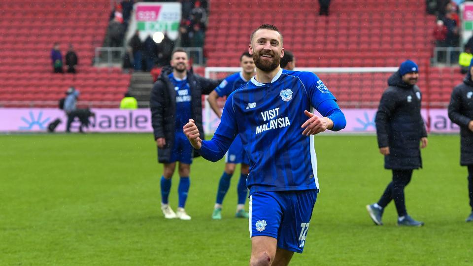 Nat Phillips celebrates at Ashton Gate...