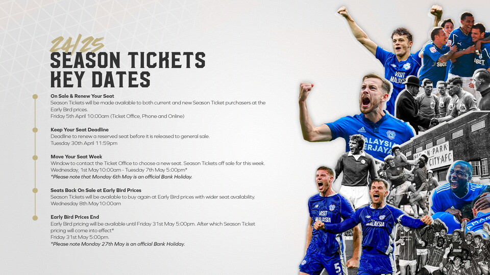 2024/25 Season Ticket key dates
