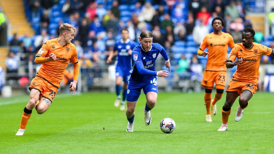 Josh Bowler in action for Cardiff City