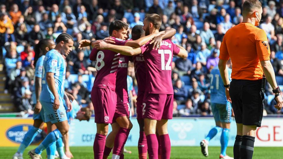 The Bluebirds celebrate in Coventry...