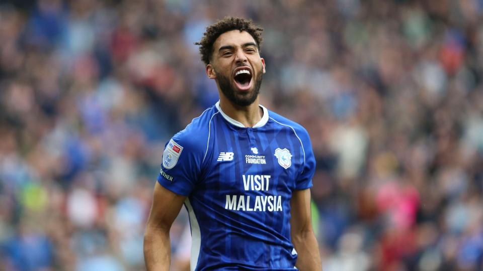 Kion Etete celebrates scoring for Cardiff City