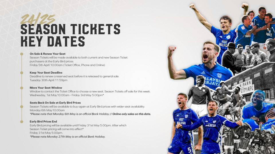 2024/25 Season Ticket key dates