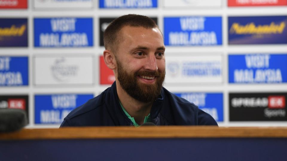 Nat Phillips speaks to the press