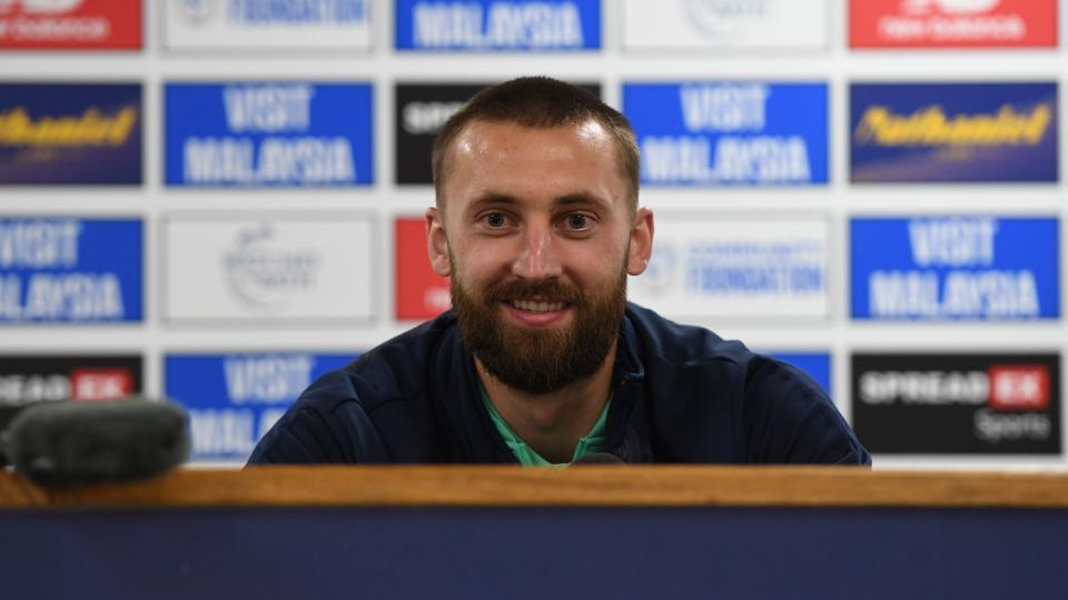 Nat Phillips speaks to the press