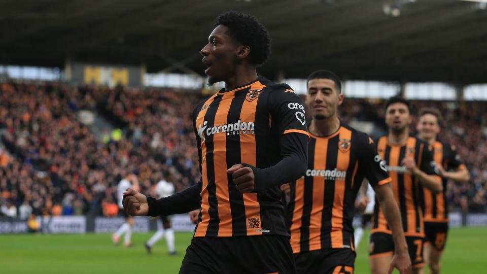 Jaden Philogene celebrates scoring