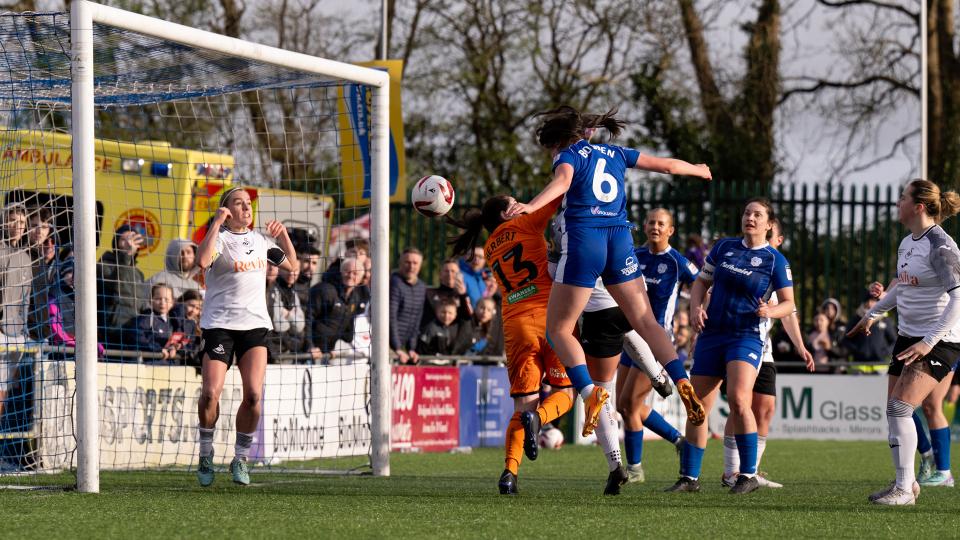 Megan Bowen celebrates for Cardiff City Women