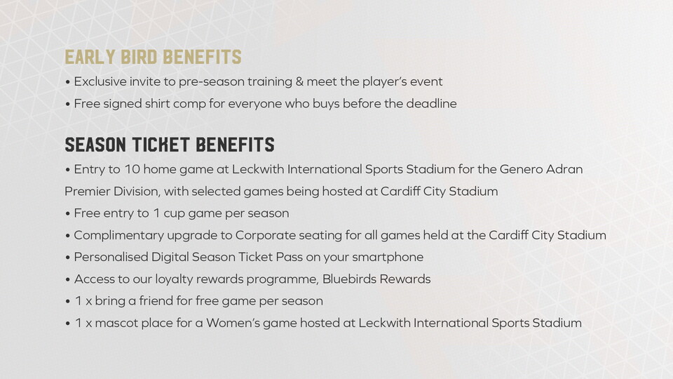 Season Ticket Benefits