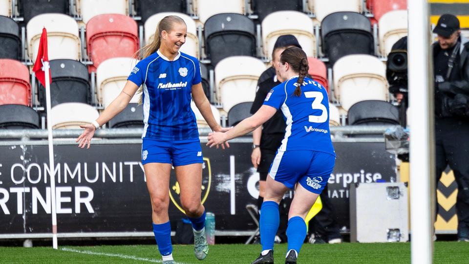 Rhianne Oakley and Ffion Price celebrate