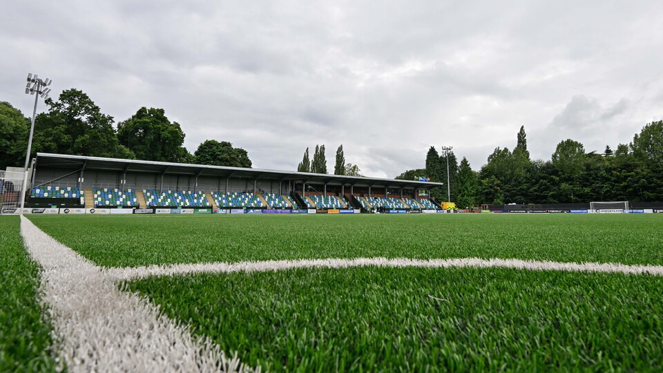A general view of Park Hall, the home stadium of The New Saints