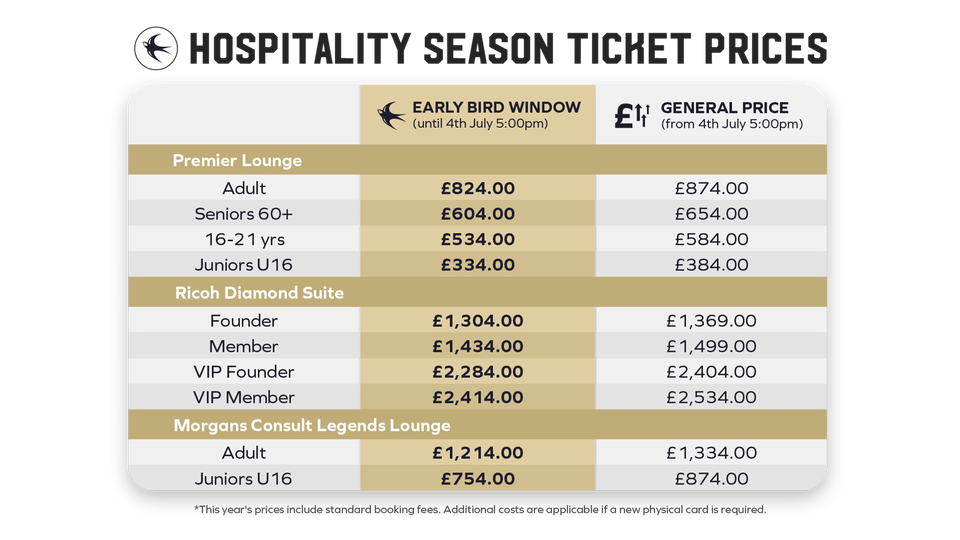 2025/26 Hospitality Season Tickets