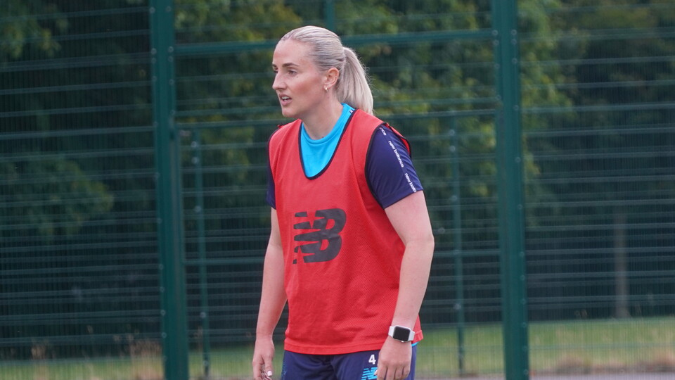 Hannah Power in training for Cardiff City FC Women