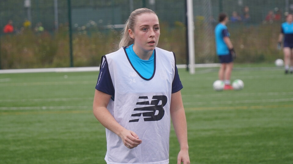 Helen Evans in training for Cardiff City FC Women