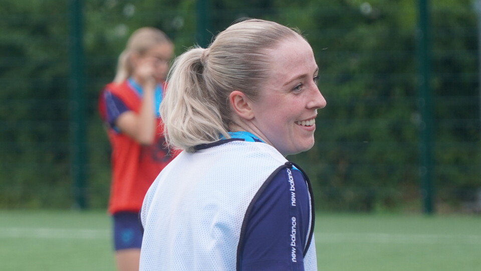 Helen Evans in training for Cardiff City FC Women
