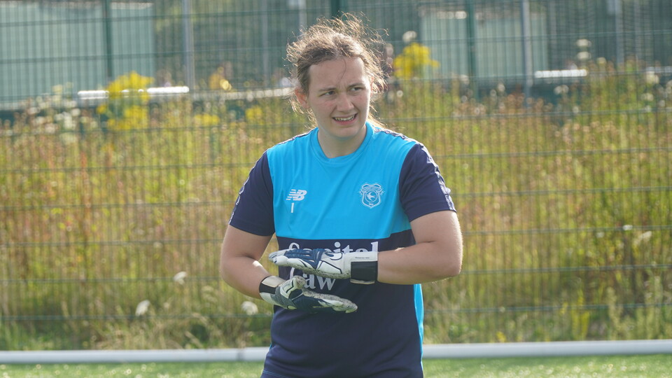 Ceryn Chamberlain in training for Cardiff City FC Women