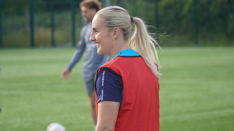 Hannah Power in training for Cardiff City FC Women