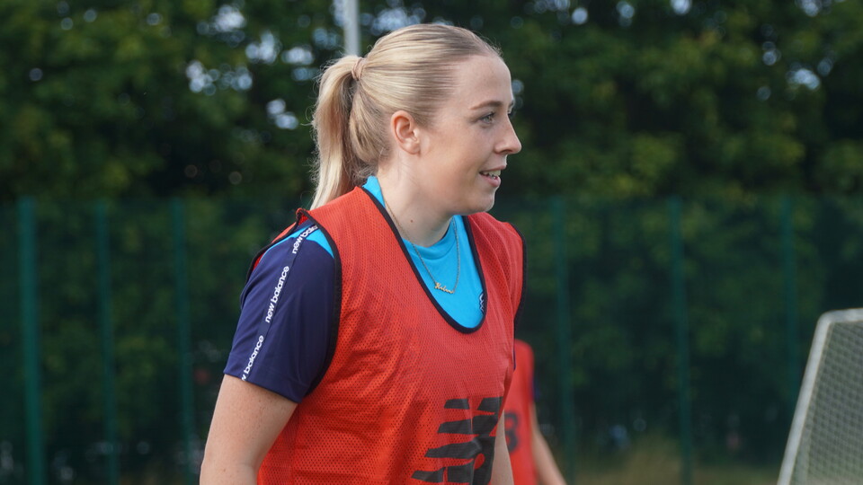 Helen Evans in training for Cardiff City FC Women