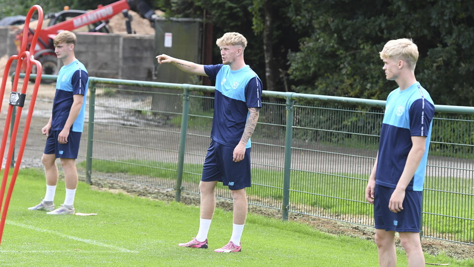 Josh Beecher, Will Spiers and Mannie Barton in training for Cardiff City's U21s side