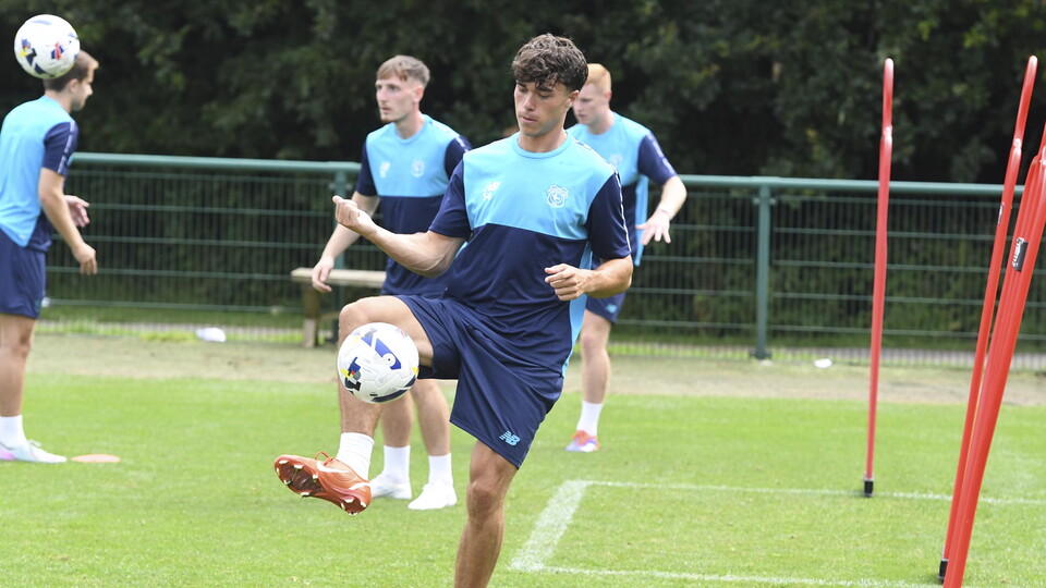 Morgan Wigley in training for Cardiff City's U21s side