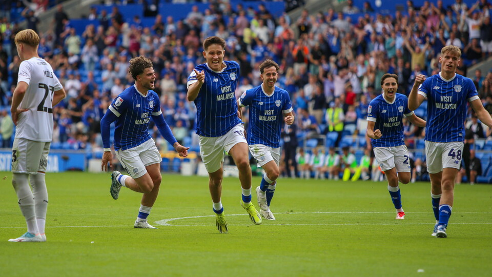 Cardiff City FC celebrate scoring
