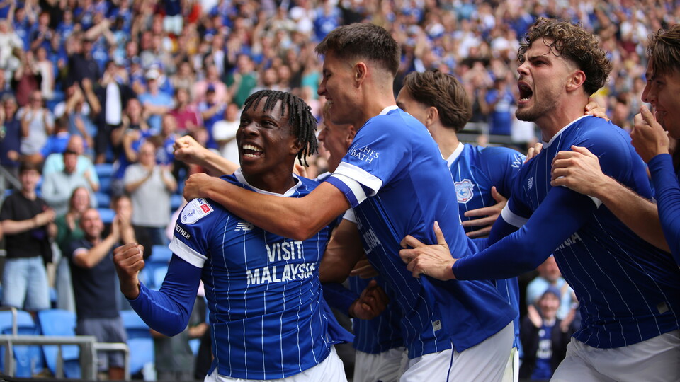 Cardiff City FC celebrate scoring