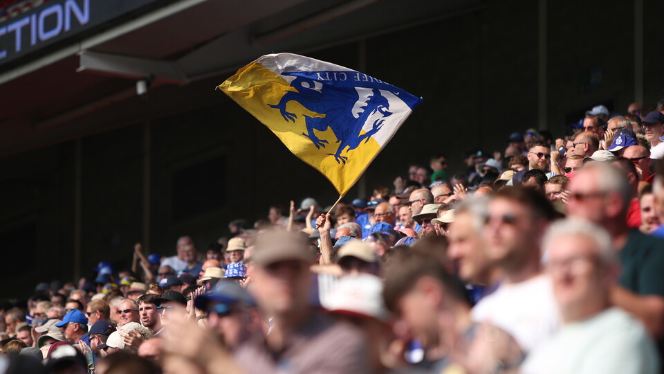 The City fans celebrate the win over Rotherham United...