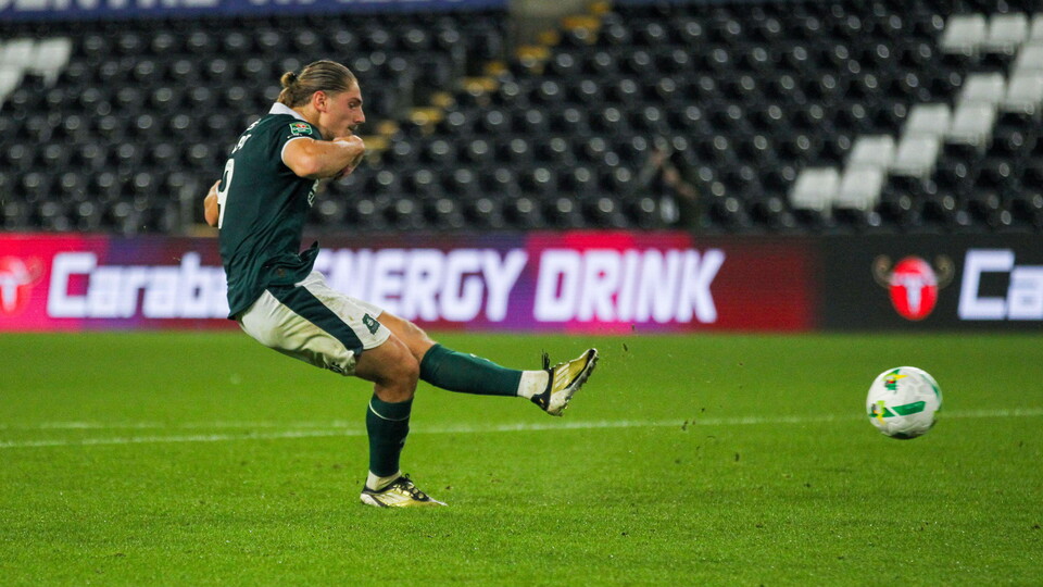 Lorent Tolaj takes a penalty.