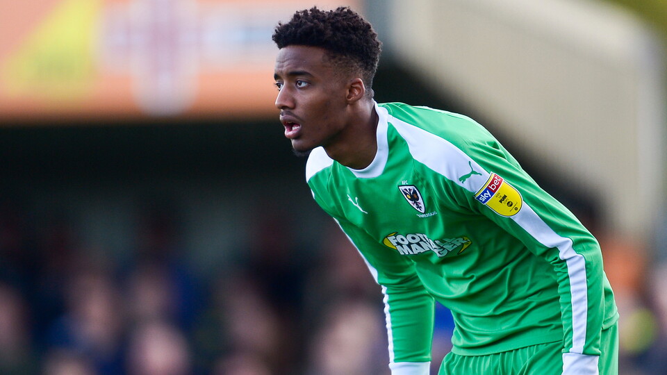 Nathan Trott, on goal for AFC Wimbledon...