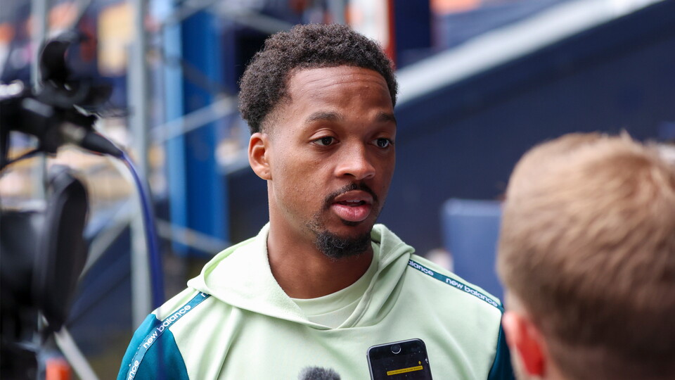 Chris Willock chats to the press following the win over Luton Town...