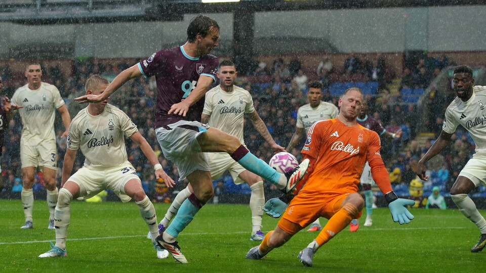 Burnley in action against Nottingham Forest.