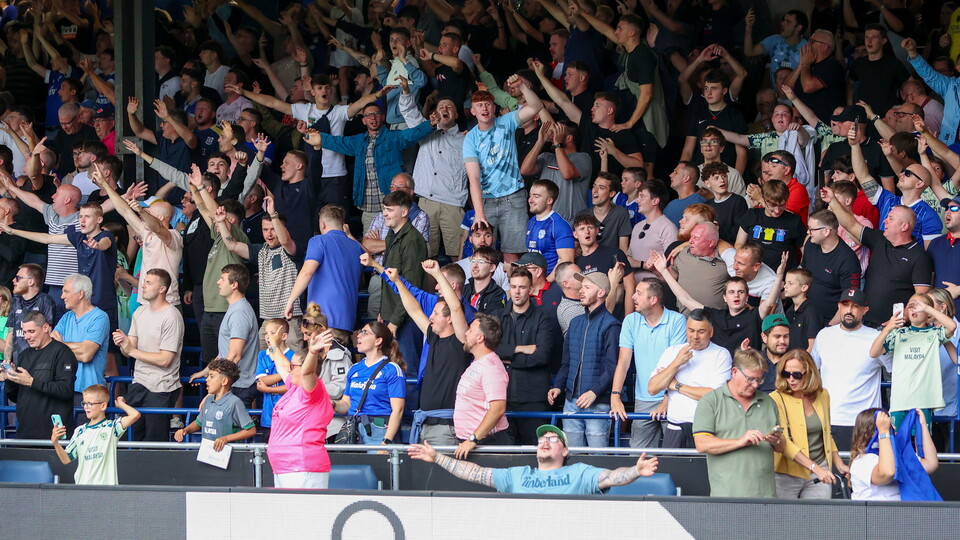 The Bluebirds enjoying their day out at Luton Town.