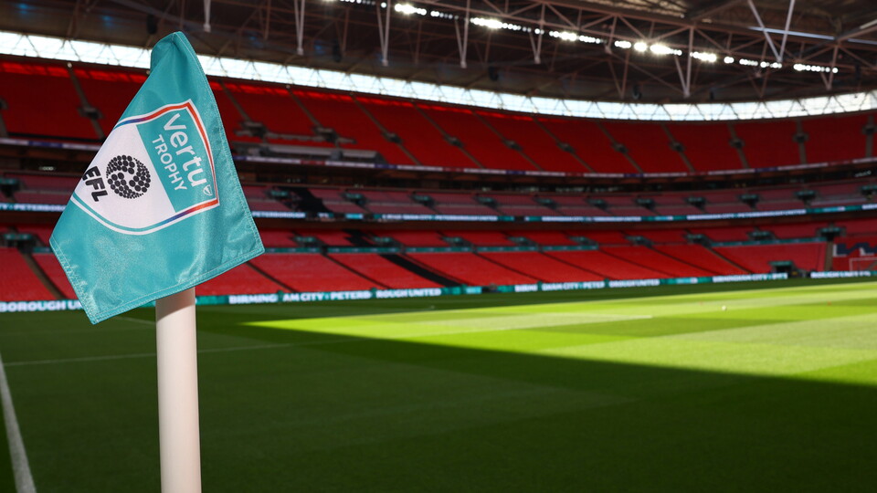 The Vertu corner flag at Wembley Stadium.