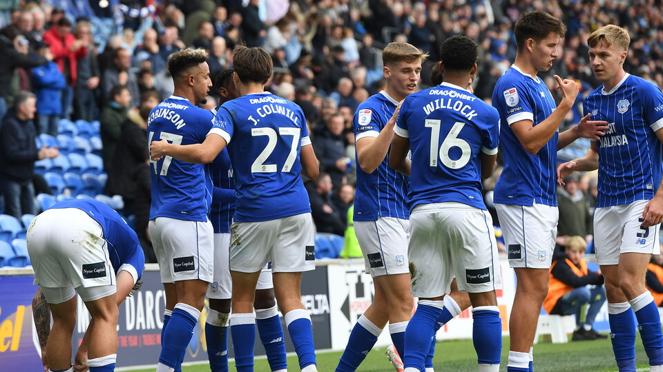 Cardiff City FC celebrate scoring