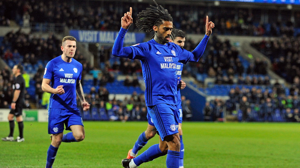 Armand Traoré celebrates his goal against Bolton Wanderers.
