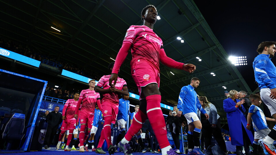 Bolton Wanderers walking out for their game against Huddersfield Town.