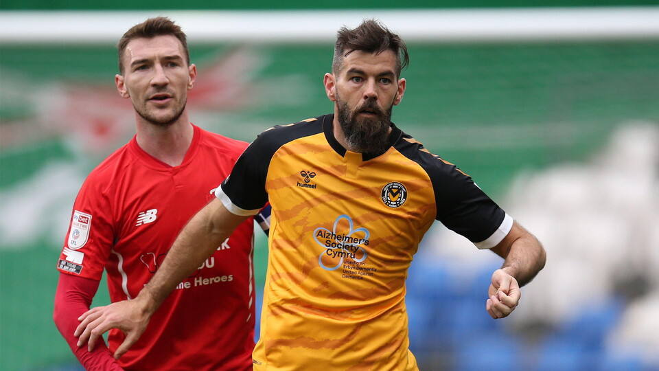 Former City midfielder Joe Ledley in action for Newport County at CCS against Leyton Orient.