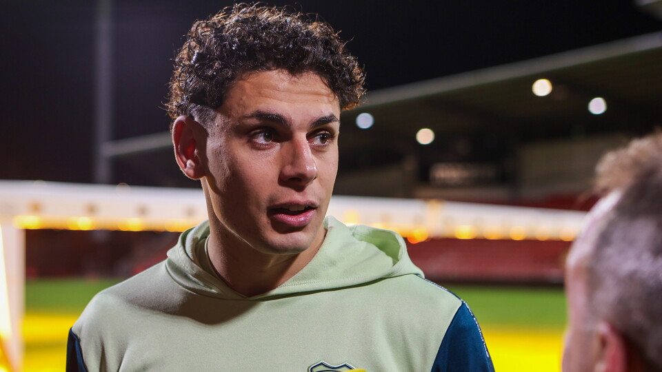 Yousef Salech speaks to the press after the win over Wrexham.