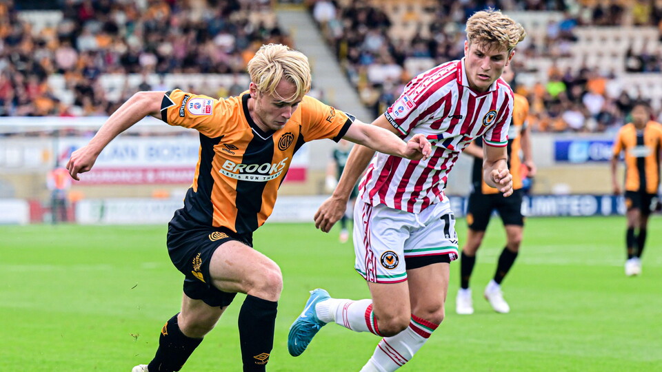 Tom Davies in action for Newport County.