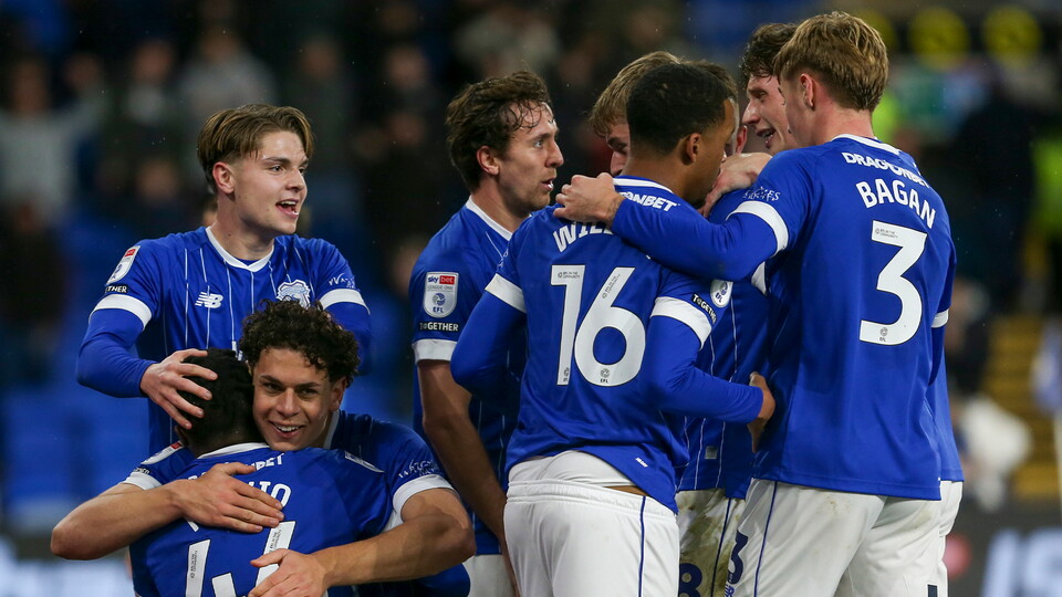 Cardiff City FC celebrate scoring