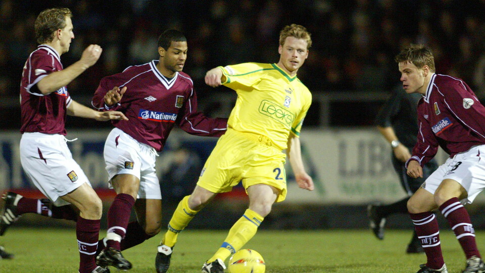 The Bluebirds in action against Northampton Town in 2003.